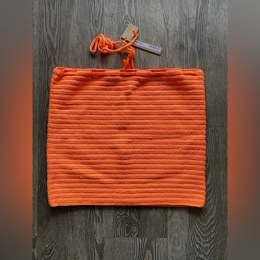 Skims Crochet Swim Mini Skirt in orange NWT